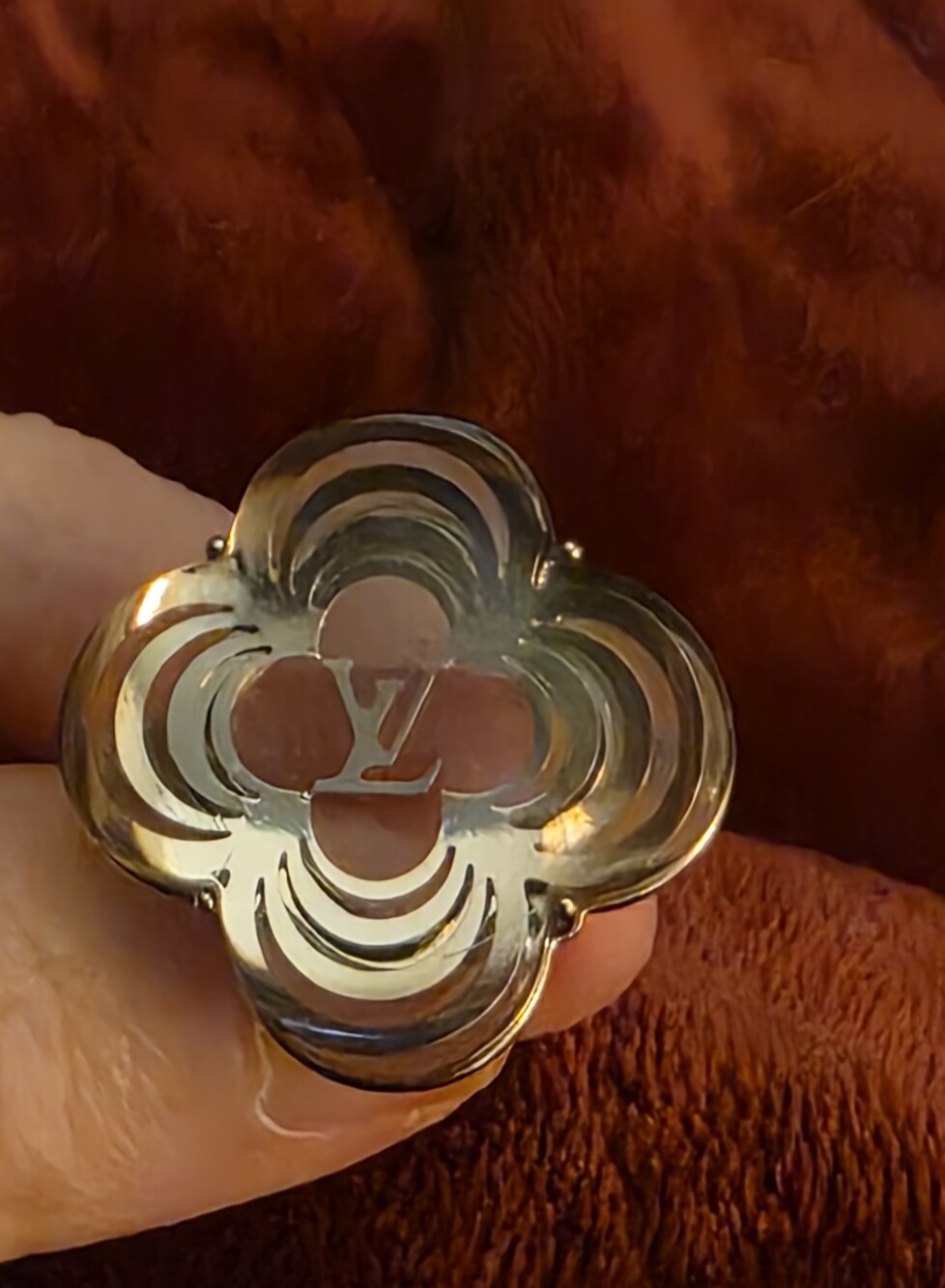 Louis Vuitton Silver Monogram Flower Ring/Gorgeous